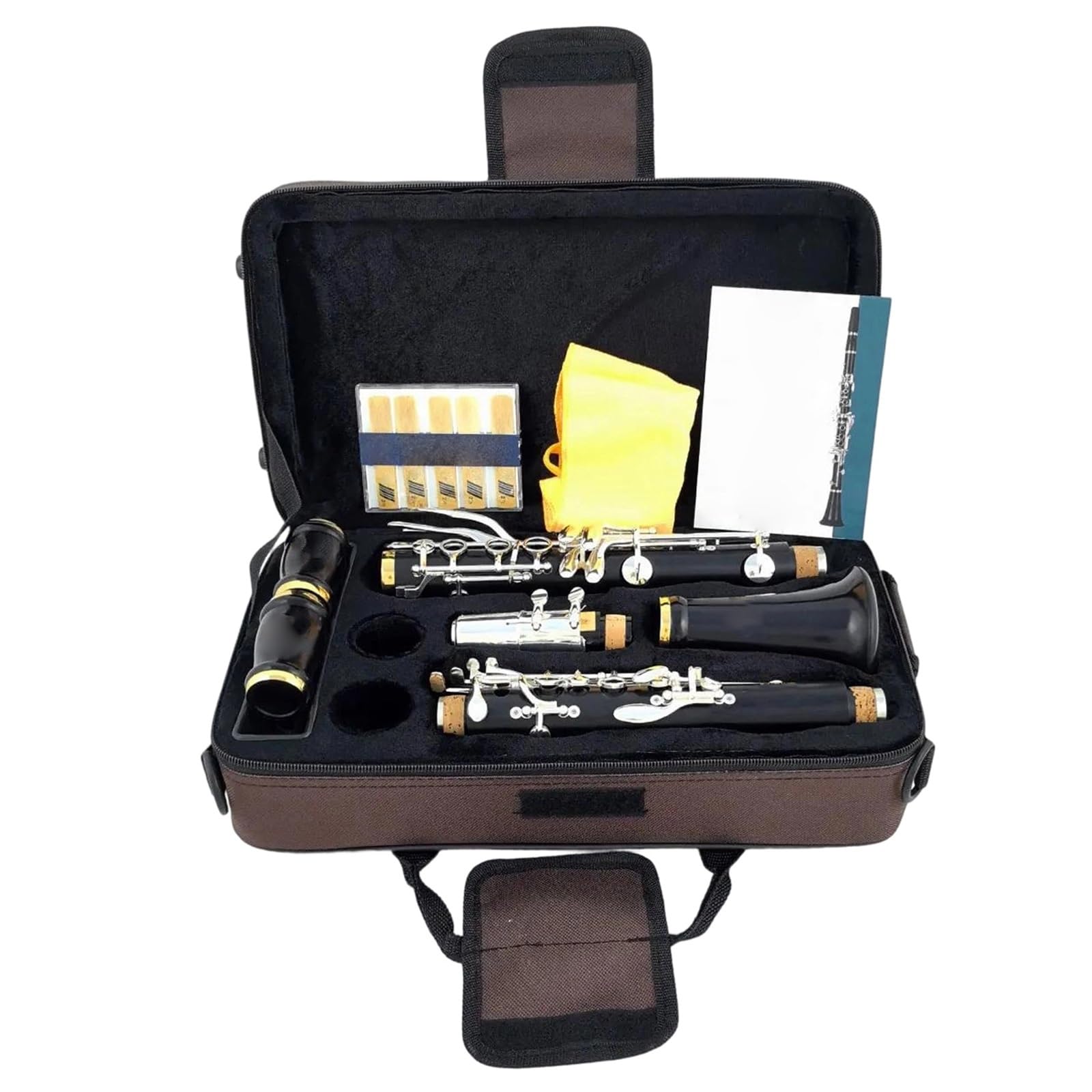 Clarinete Bb Madera Ébano Plateado 17 Teclas Amantes De La Música Practican Tocar