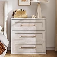 Mopio Blake 3-Drawer Dresser, Modern Farmhouse White Oak Wood Chest, Bedroom Organizer Nightstand, Sturdy Safety Compliant, 31.5x32.3in