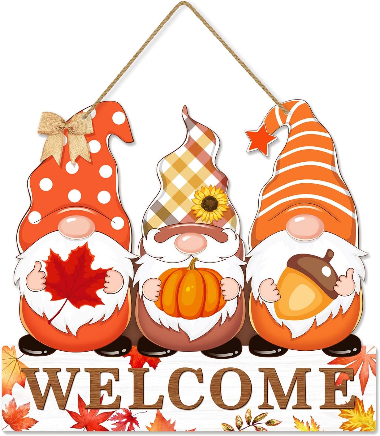 Thanksgiving Fall Gnome Door Sign Decor Gnomes