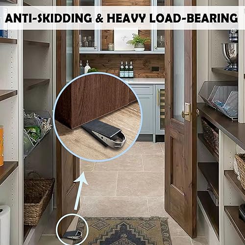 Miniatura 6 de Shackcom Cuña de goma para tope de puerta, 1 paquete de tope de puerta negro resistente adecuado para todo tipo de pisos, con ganchos de acero