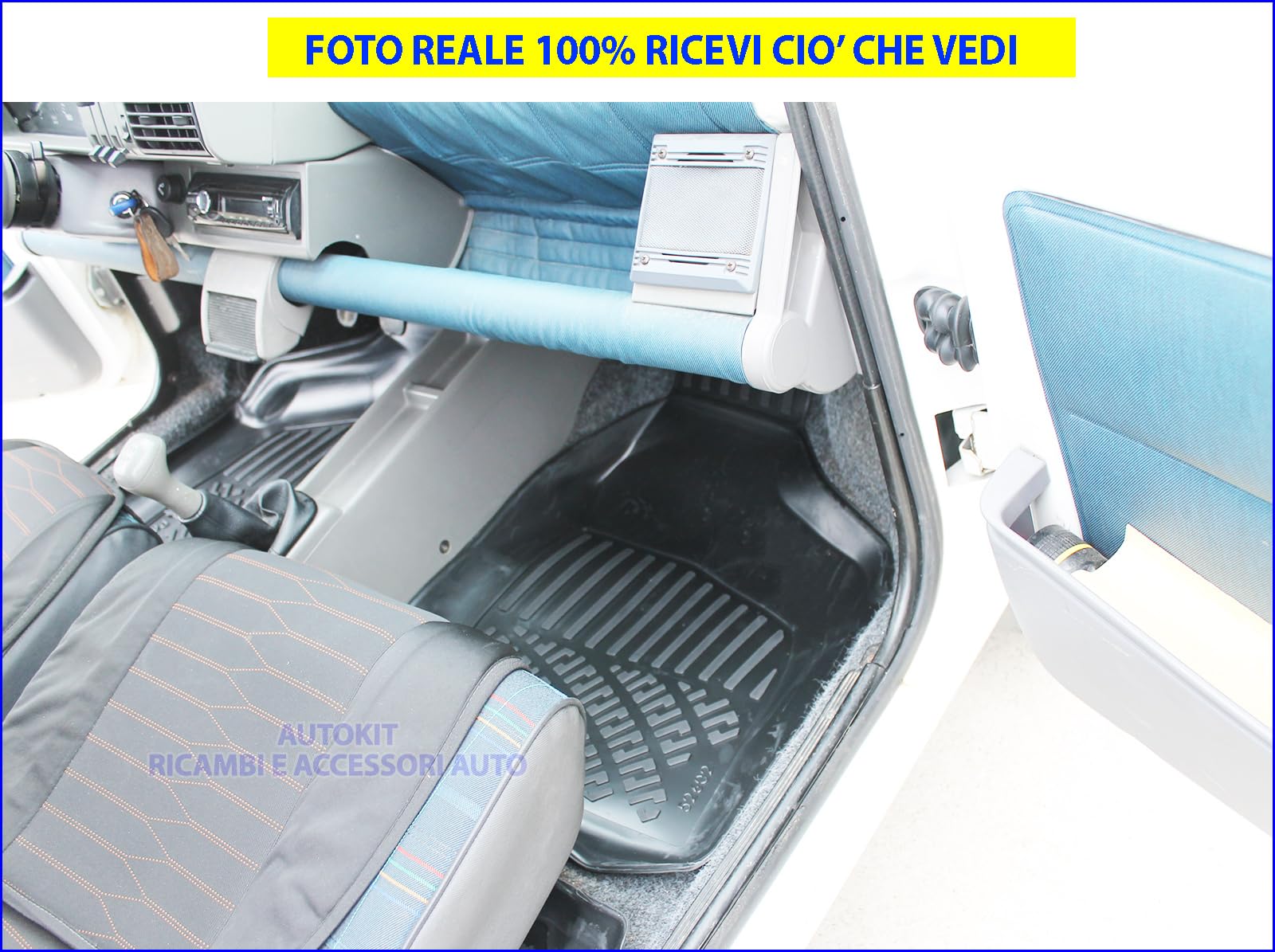 Tappetini Tappeti auto in Gomma 3D a Vaschetta + Battitacco Poggiapiede in Moquette antiscivolo Specifici per tutte le Panda modello 141-141A prodotte dal 1986 al 2003-8024897 - 28024