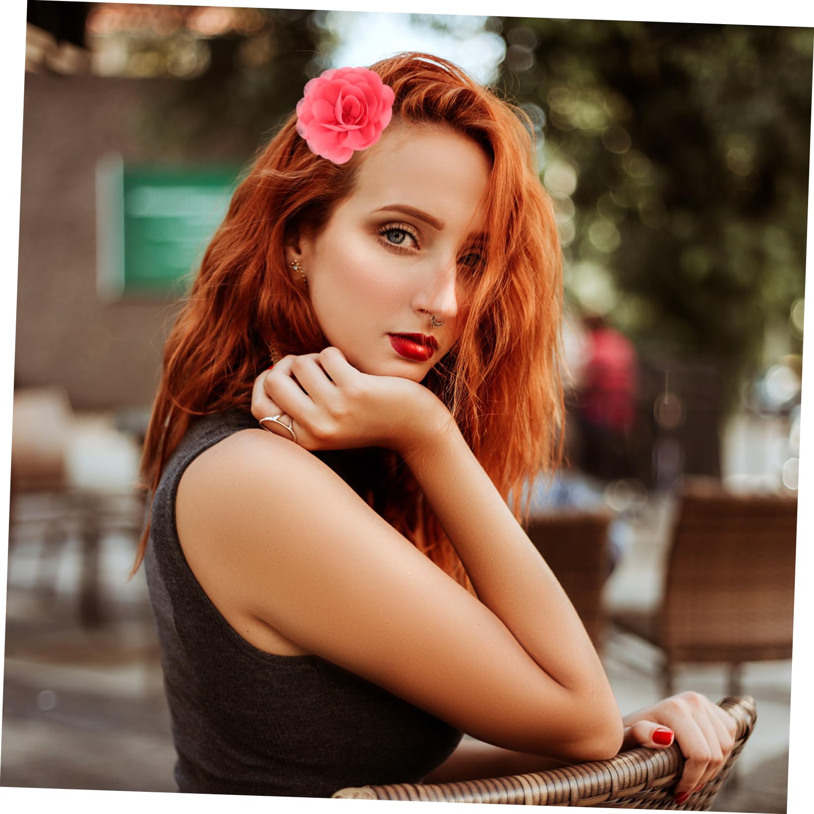 Amazon | HONMEET シフォン素材バラのヘアクリップ20個セット 3dローズ