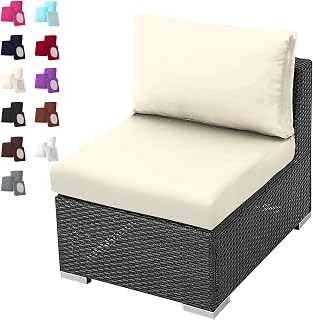 Fundas para cojines de sofá y sillas - Azul claro, blanco, negro, verde, azul, apto para muebles de ratán de 1 2 3 plazas para interior/exterior (Beige,S (60-65 cm/24-25,5 pulgadas))