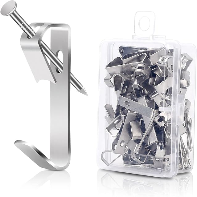 LE2 Hooks for Hanging Picture with Nails | 90 PCS Picture Hanging Kit with Wall Hooks and Nail Kit for Mirror Wall, Photo Frame, Wall Clock and Wall Hanging, Silver