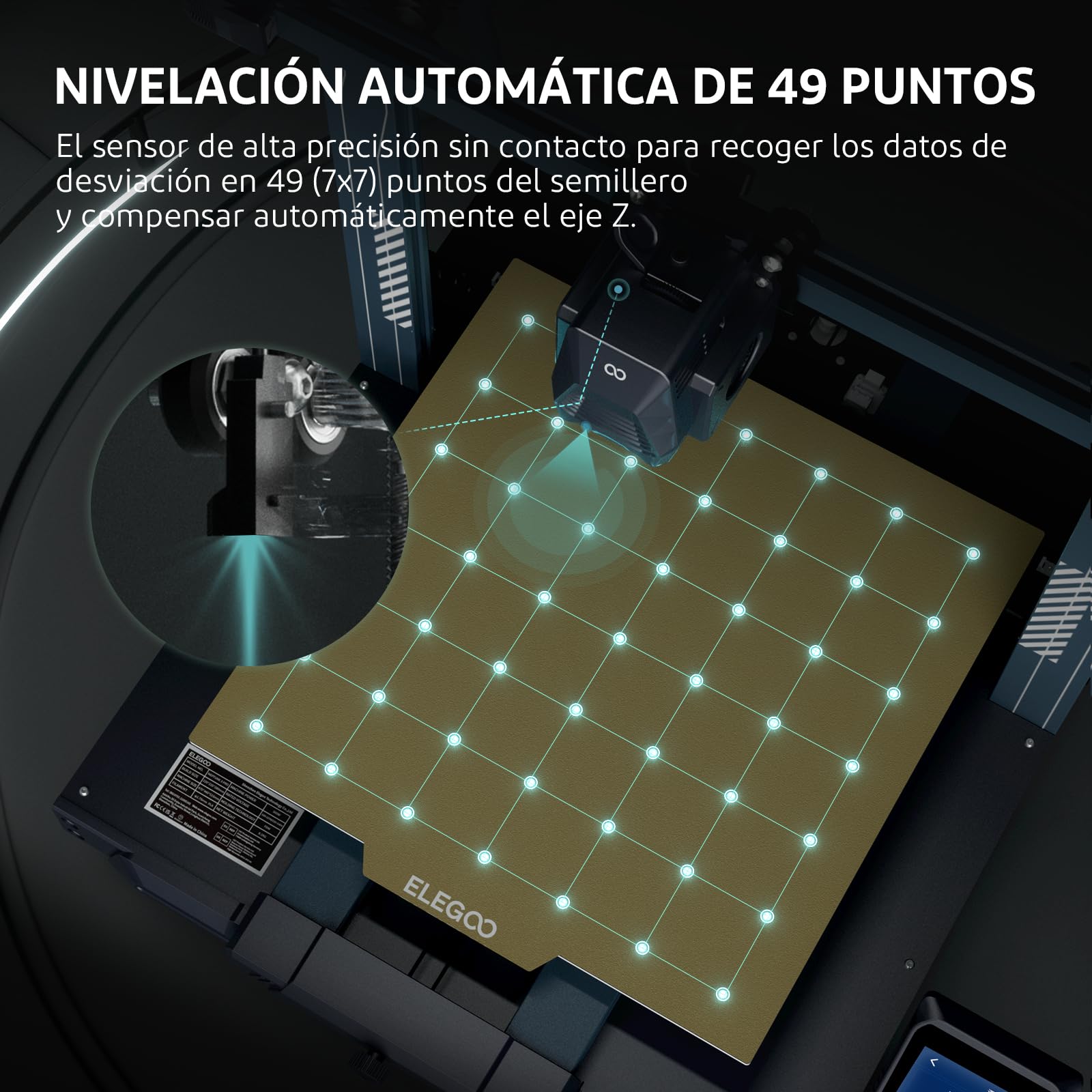 ELEGOO Neptune 3 Pro Impresora 3D, 180mm/s Velocidad de Impresión, Nivelación Automática de 36 Puntos, Extrusora Directa de Doble Engranaje, Pantalla Capacitiva Desmontable, 225x225x280 mm³