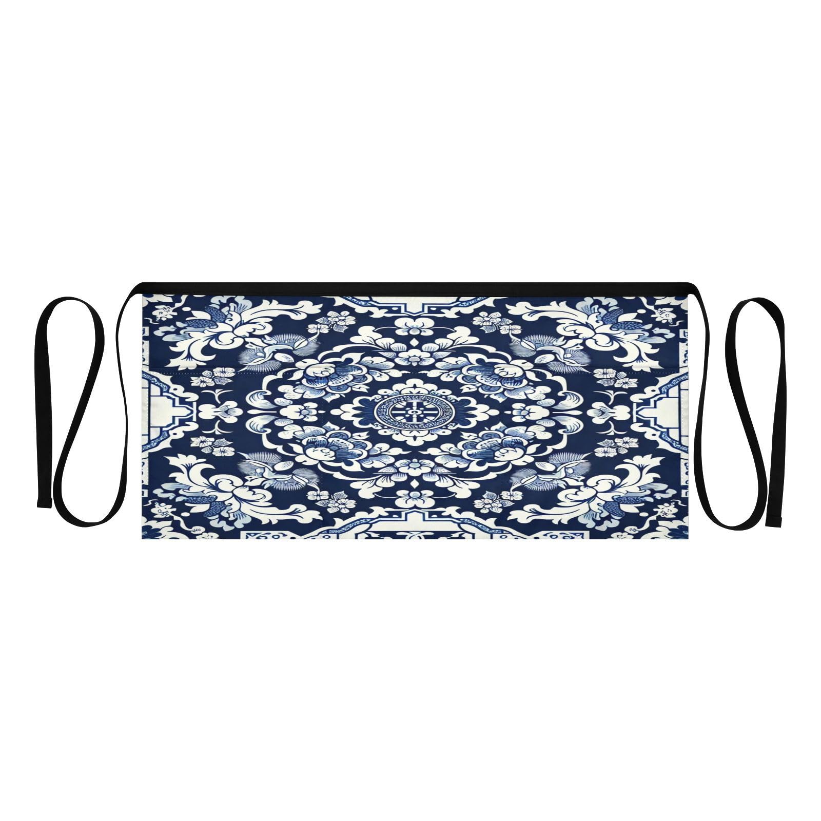 Kigai Porcelain Texture Server Aprons for Men Women Water & Oil Resistant Waitress Waiter Waist Apron with 3 Pockets