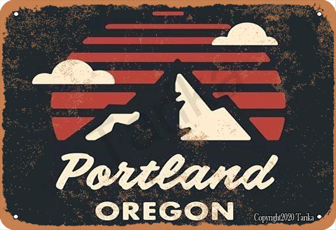 Portland Oregon Metal 20X30 CM Vintage Look Decoration Poster Sign for Home Kitchen Bathroom Farm Garden Garage Inspirational Quotes Wall Decor