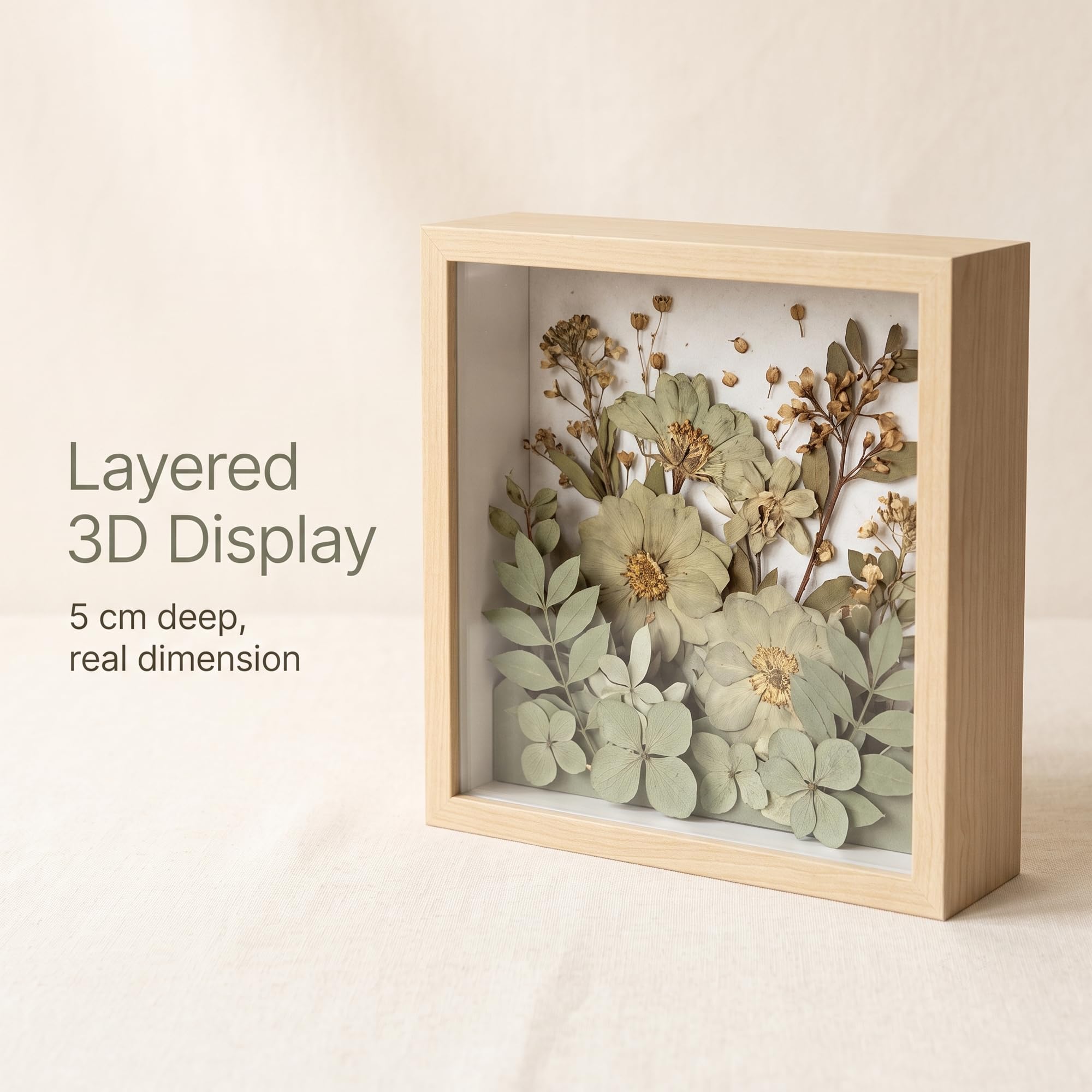 Confezione da 3 cornici 3D, 20 x 20 cm, in legno, quadrate, per artigianato, anniversari, matrimoni, lauree