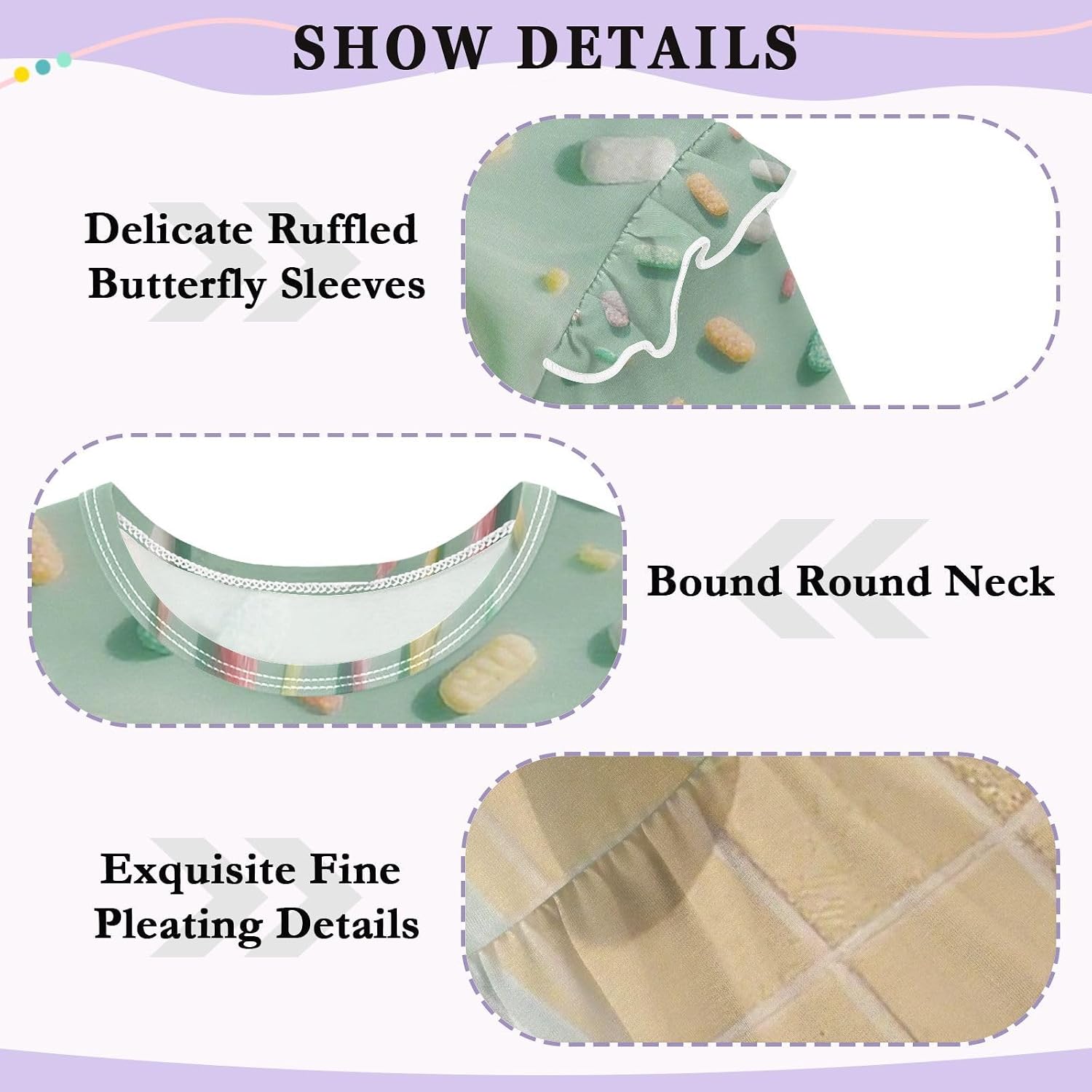 visesunny Toddler Clothes for Girls Green 3D Candy Ice Cream Long Sleeve Fall Shirts Cotton Top with Ruffle Collar