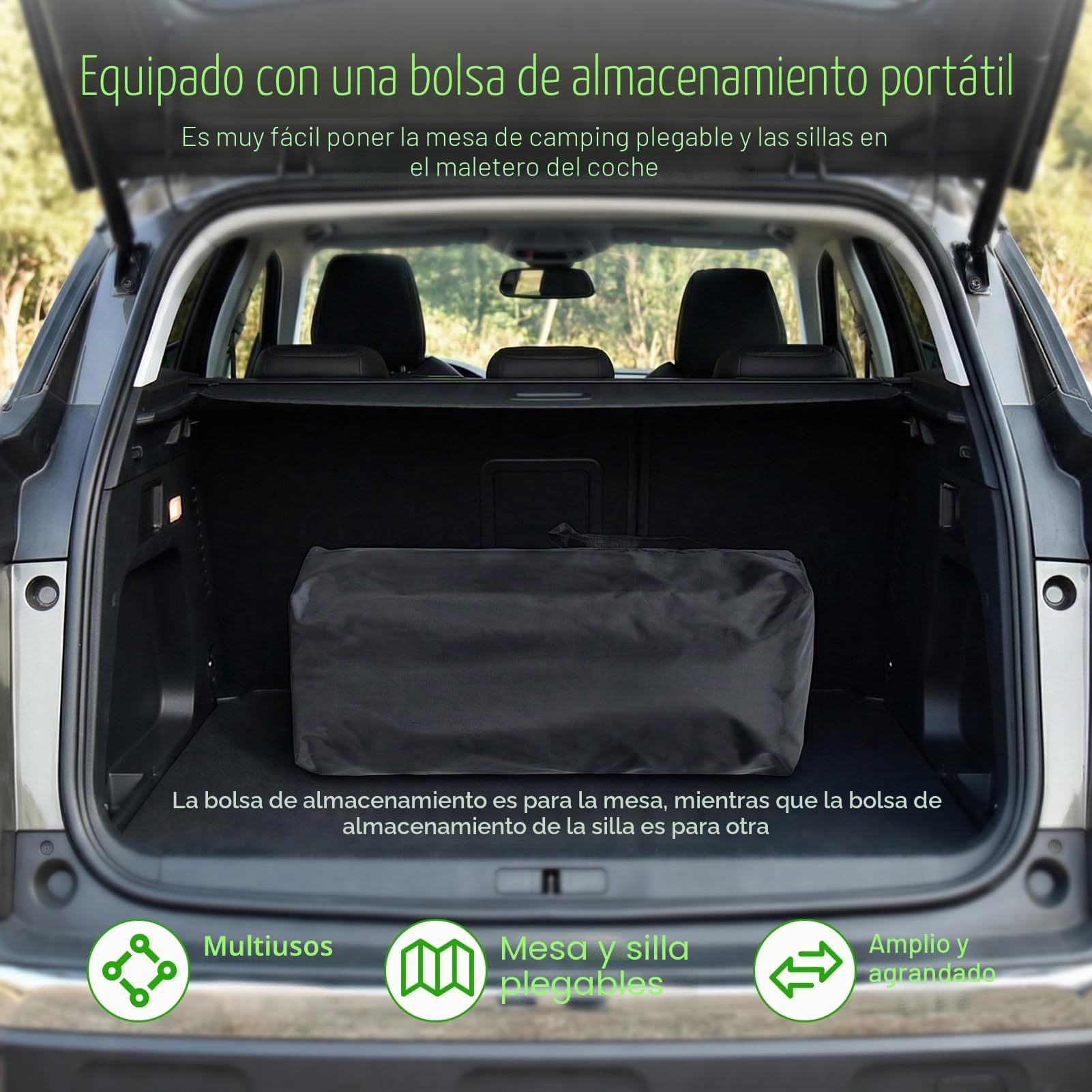 Conjunto De Mesa Y Silla Camping De 5 Piezas, Mesa De Camping Plegable Y 4 Sillas Plegables De Acero Al Carbono, Mesas Picnic Plegable Portátil Para Jardín, Terraza O Pesca (Negro)