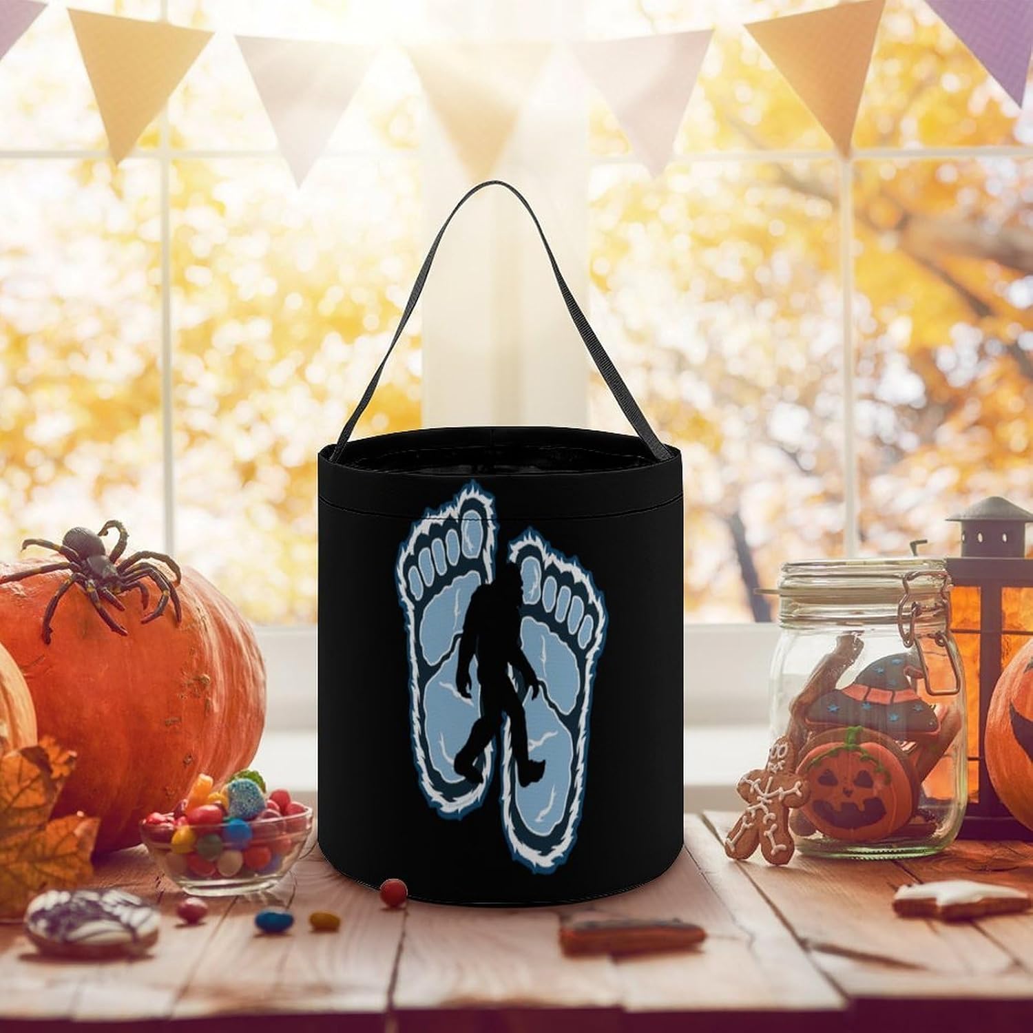 Bigfoot Footprint Sasquatch Candy Bag Halloween Treat Goody Bags Party Basket Handbag Holiday Decor