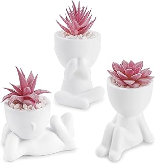Der Rose 3 Pcs Fake Succulents Plants Artificial Pink Room Office Desk D...