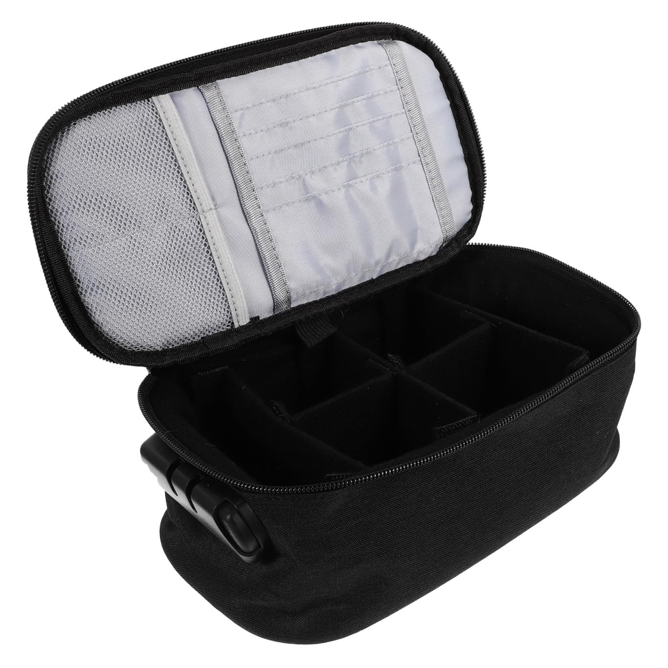 Schwarze Kosmetiktasche mit Reißverschluss aus Oxfordstoff mit Fächern