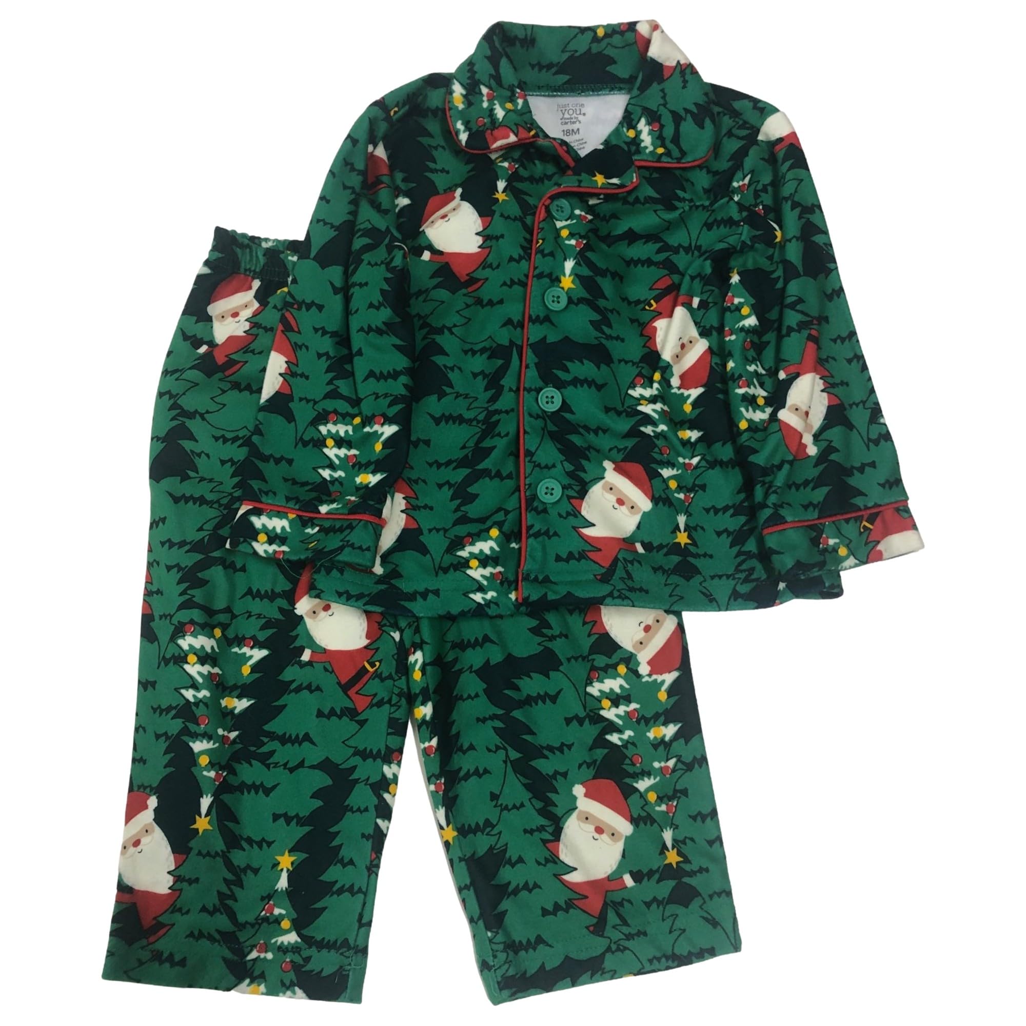 Carters Infant & Toddler Boys Green Santa Christmas Tree Holiday Pajamas 18m