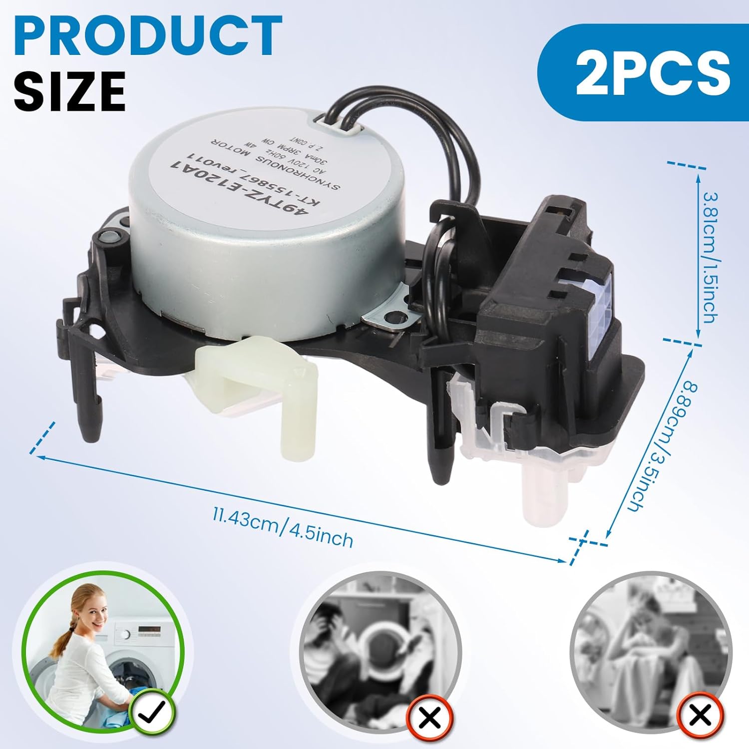 2Pcs W10913953 Washer Shift Actuator Wide Compatibility Snug Fitting Washing Machine Shift Actuator for WTW5000DW1 MVWX655DW1 WPW10006355