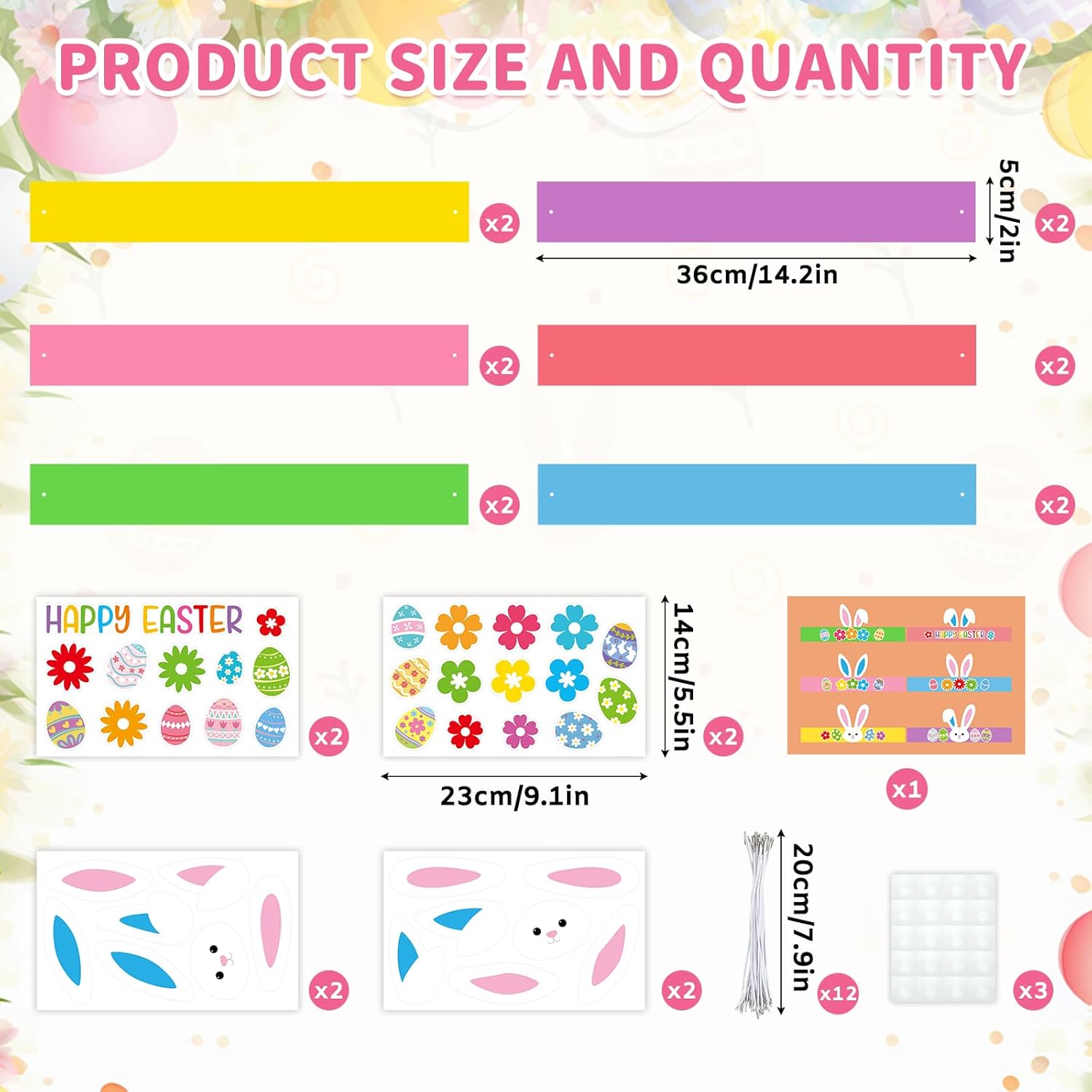 Sereliy Easter Crown Crafts Kit 12 Pack Adjustable Paper Bunny Ear Hats with Stickers for Party Favours Activities (Bunny.12)