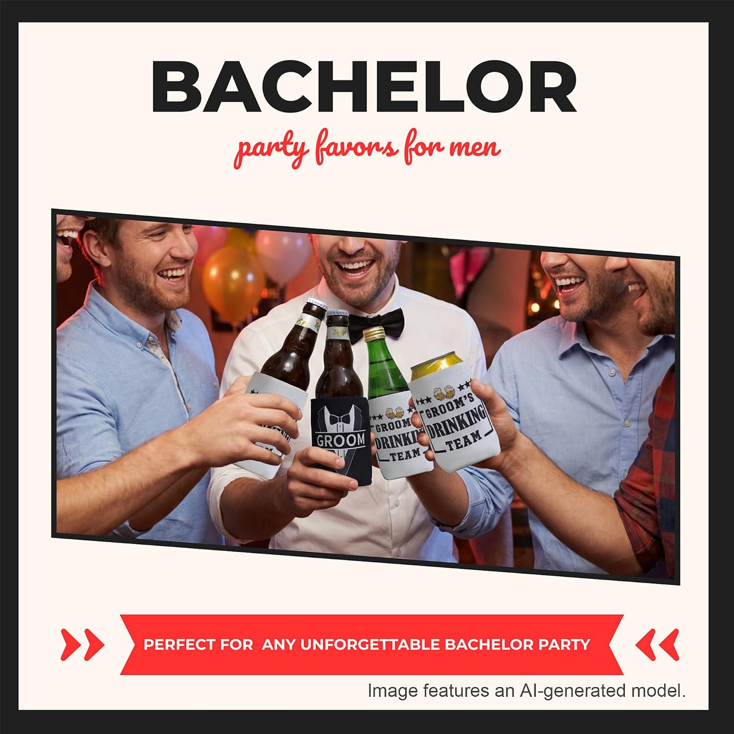 Bachelor Party Can Sleeves, 12 Pack Funny Groomsmen Beer Cozy Wedding Gifts image 3