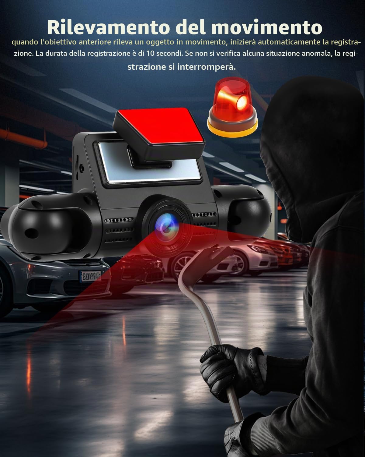 NHOPEEW Dash Cam a 4 canali 1080P – Telecamere anteriori, sinistre, destre e posteriori con grandangolo, display da 2", visione notturna IR, registrazione in loop, rilevamento del movimento