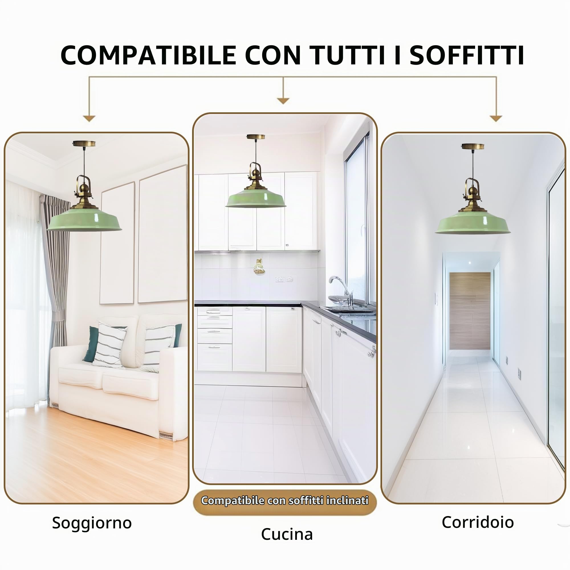 bamyum Asletl Lampada a Sospensione Industriale Vintage 41 cm Diametro, Lampadario Cucina Vintage, Lampadari Tavolo da Pranzo, Lampadario Camera da Letto Soggiorno, Lampada a Sospensione Menta Cucina