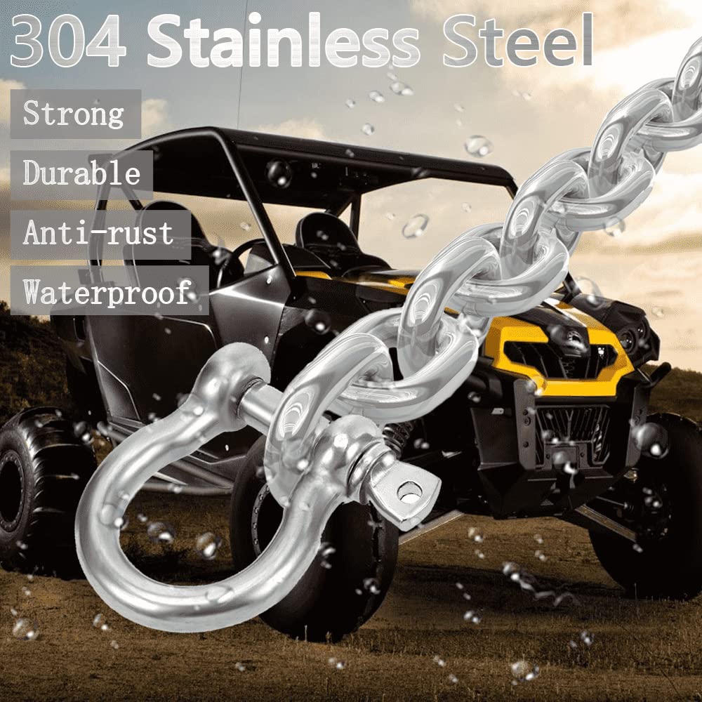 Stainless Steel Chain, with Shackles Metal Link Chain Lsqurel Heavy Duty Tow Chain 5/16 inch for Guardrail, Swing, Lifting, Trailer etc (5/16in-13ft) 2