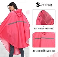 Vista 2 de SaphiRose Lightweight Cycling Jacket Rain Poncho Hooded Rain Coat Cape with Reflective Stripe for Bikes