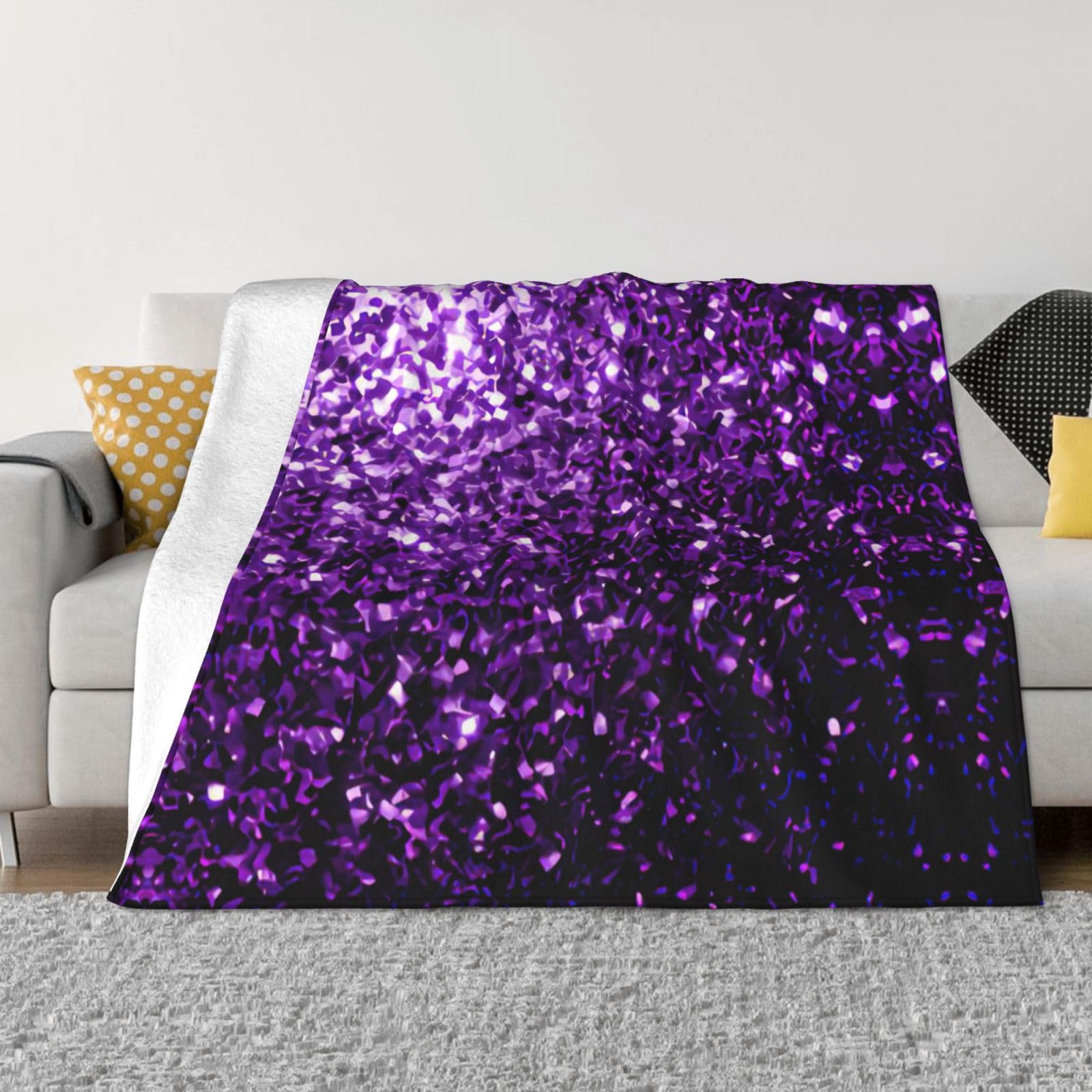Couverture en flanelle violette plaid lit canapé chaud toutes saisons