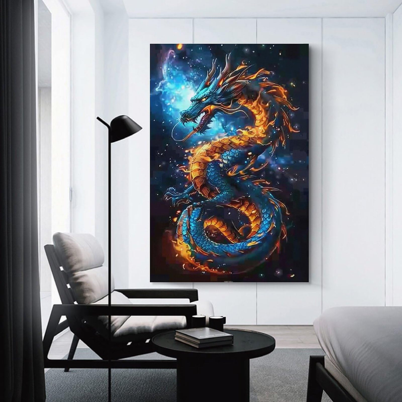G-DRAGON MOTHERF*KER アートパネル Amazon.com: Dragon Golden Blue Galaxy Cool Poster Canvas Wall Art