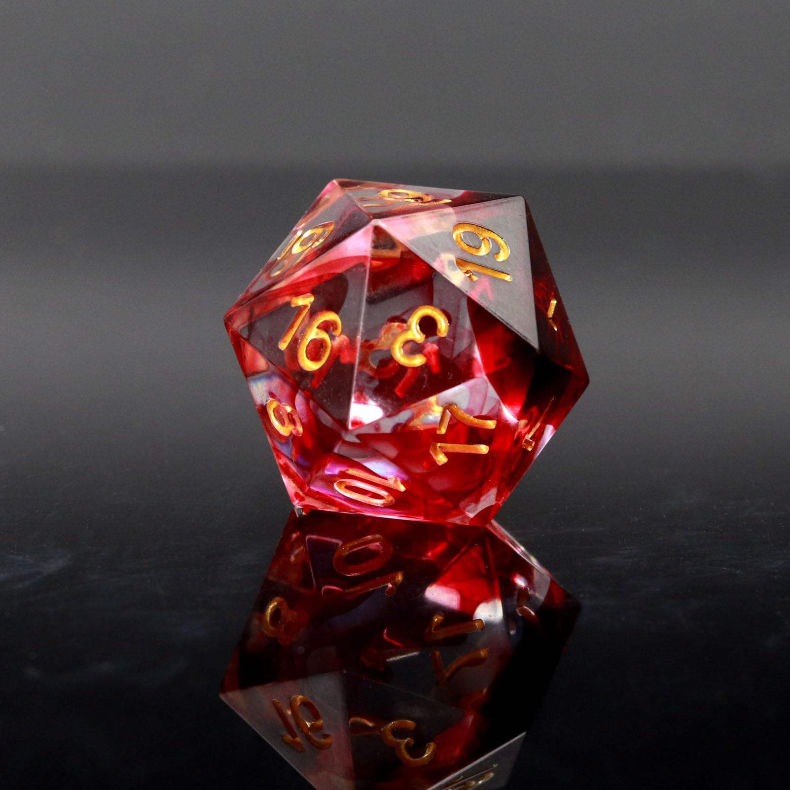 Haxtec Sharp Edge DND Würfel Set Red Blood Swirls Harz Würfel D&D Würfel für RPG Rollenspiel Spiele Dungeons und Drachen Geschenk