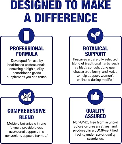 Miniatura 9 de Suplemento para la menopausia de fitoestrógenos para mujeres, fórmula clínica con Dong Quai Vitex y Cohosh negro para la menopausia, sofocos,