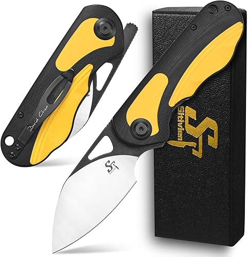 Sitivien Sandvik - Cuchillo plegable de bolsillo, hoja de acero Sandvik 14C28N con mango G10, cuchillos de herramientas EDC de la serie del zodiaco