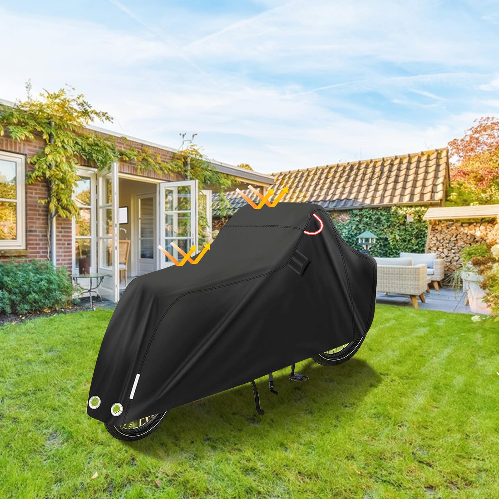 Lastenfahrrad Abdeckung Wasserdicht 420D Oxford-Gewebe Fahrradabdeckung UV-Schutz mit Aufbewahrungsbeutel, Fahrradgarage für Abdeckplane Fahrradschutzhülle Cargo Bike Einspurig 285 x 65 x 115cm