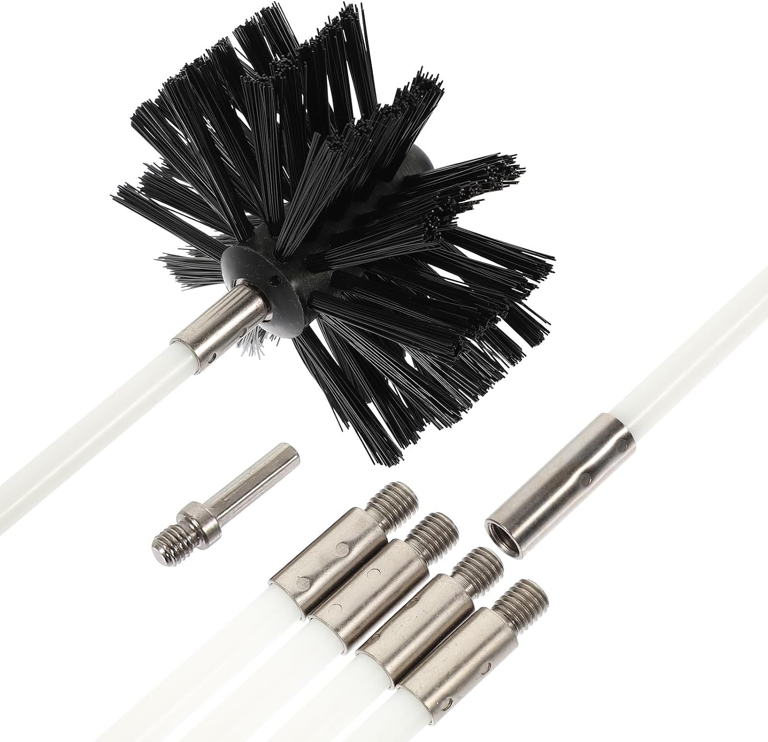 Chimney Cleaning Brush Set 410mm Nylon Bristle Rods with Hex Handle, Multi-Function Air Duct and Dryer Vent Cleaner for Fireplace and Vent Maintenance