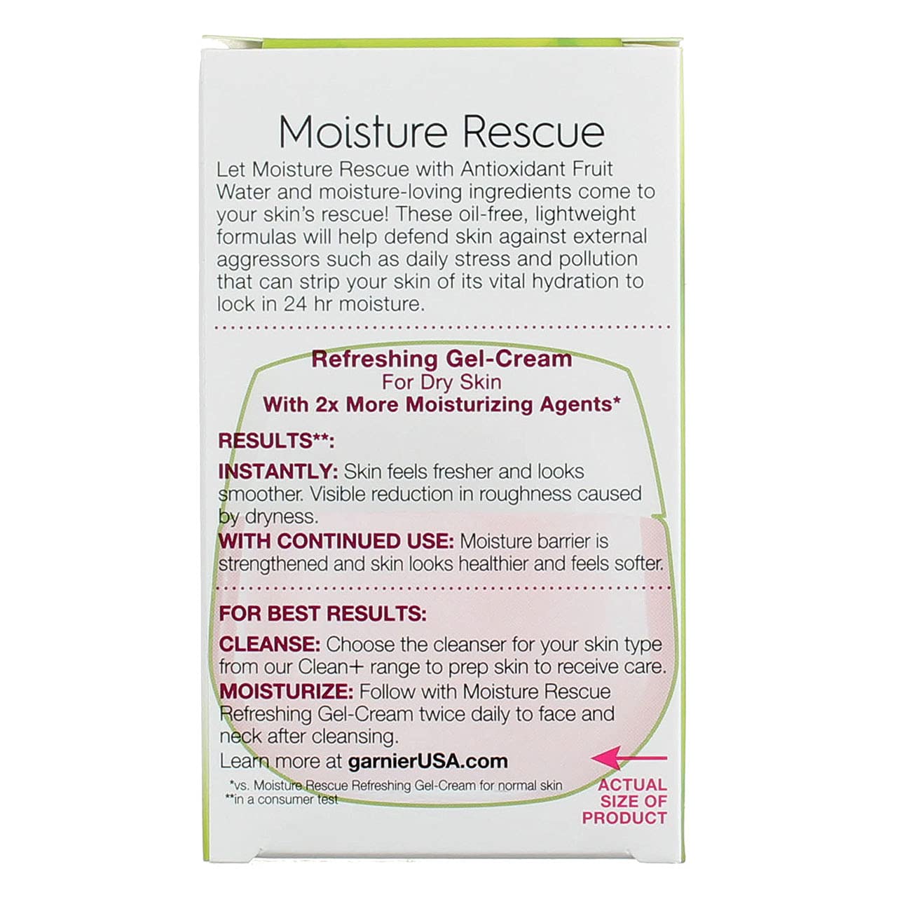 Garnier Moisture Rescue Refreshing Gel-Cream For Dry Skin, 1.7 oz (Pack of 3)