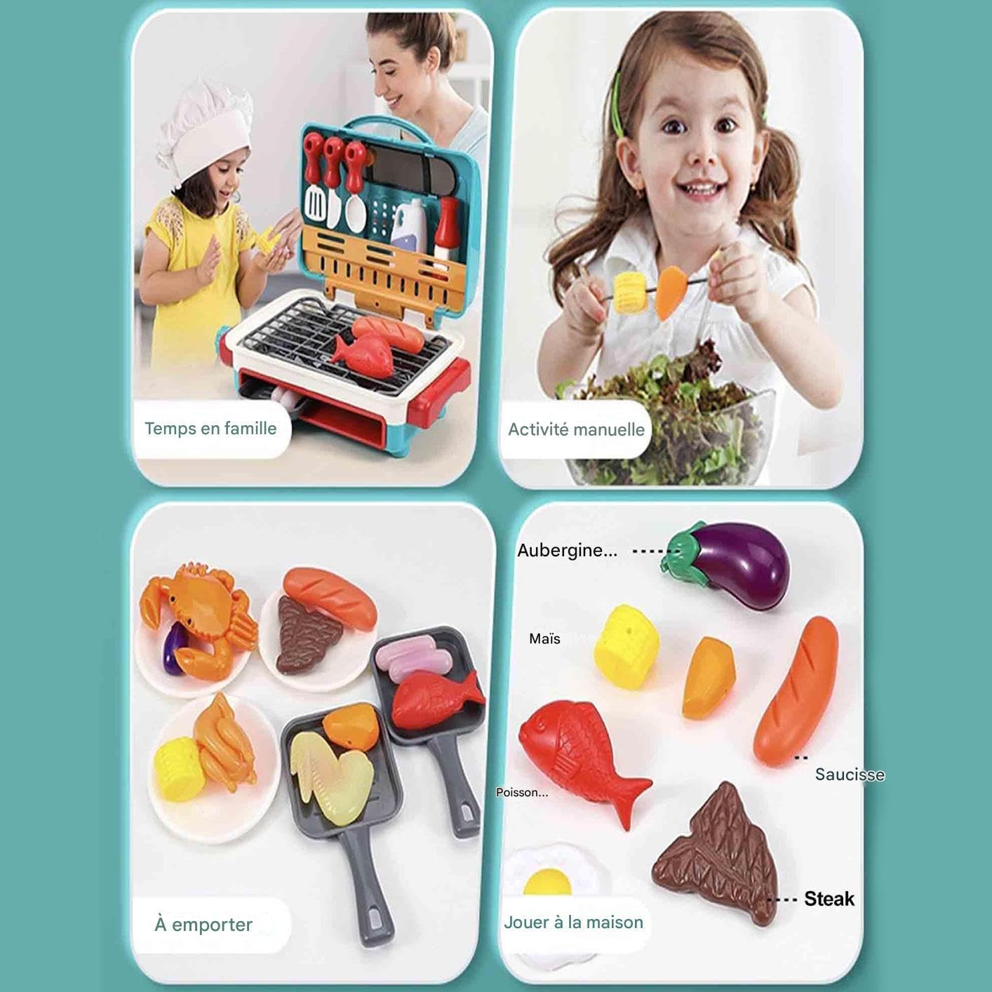 Juego De Parrilla De Barbacoa para Niños Pequeños Kit De Barbacoa De