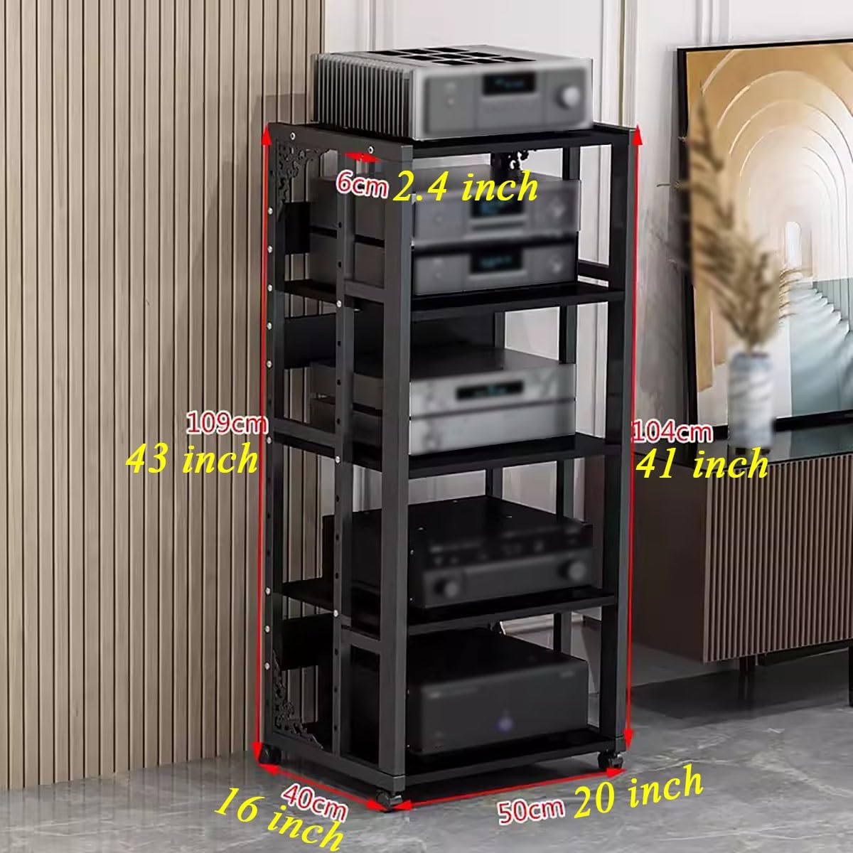 Stojaki 5-poziomowe stojaki stereo do salonu domu, Av Media Component Cabinet Corner Audio Video Rack Tower, półka na sprzęt elektroniczny, odtwarzacz płyt do gier, konsola odbiornika