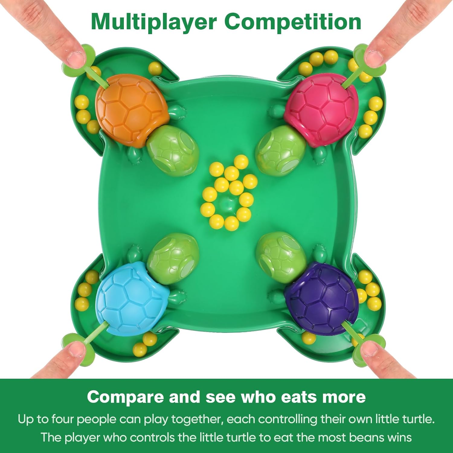 Turtle Board Game: Hungry Board Game for Kids - Table Bean Chessboard Pre-School Early Educational Toys for 4-2 Players, Ages 2+