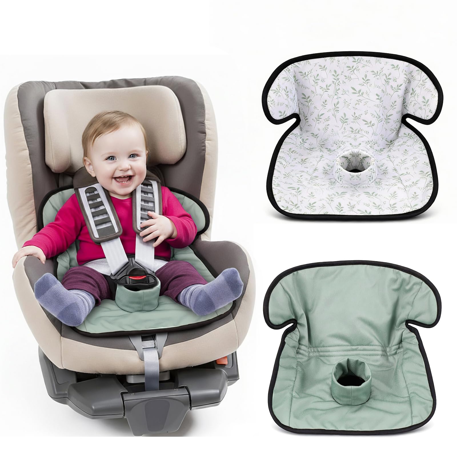 2 Pack Green Leaf Car Seat Protector for Potty Training Waterproof Piddle Pad Cover from Spillages Nappy Leaks