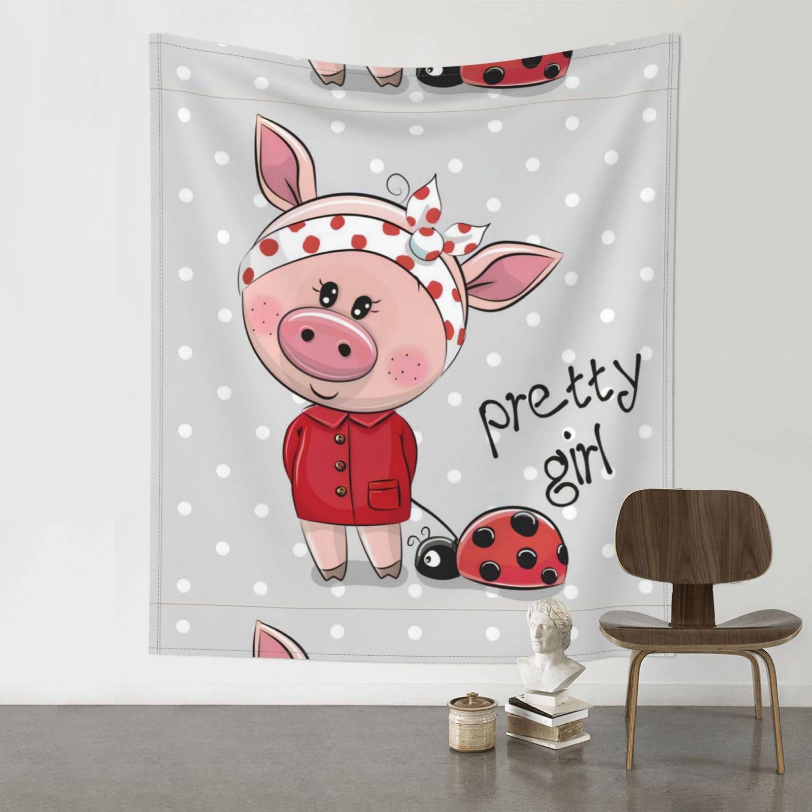 YYHHAOFA Pink pig Prints 60x51in Wall Tapestry – Durable Polyester Throw for Dorm, Beach, & Home Decor