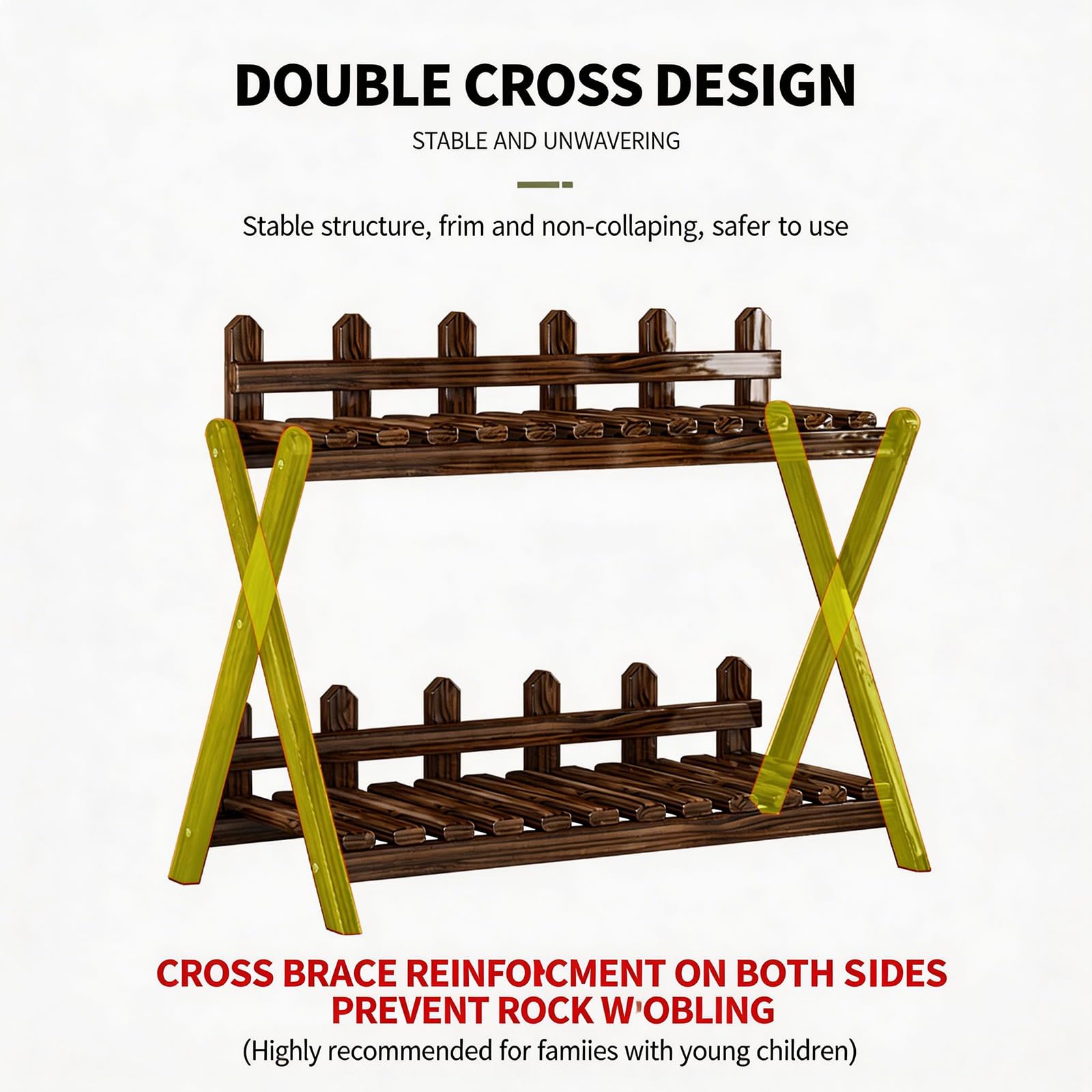 Scaffale in legno realizzato a mano, supporto pieghevole per piante