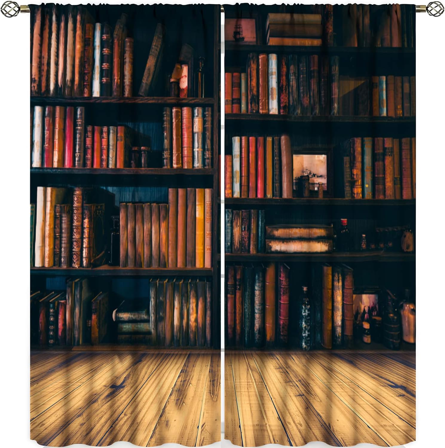 Bookshelf Blackout Curtains,Many Old Books on Bookshelf in