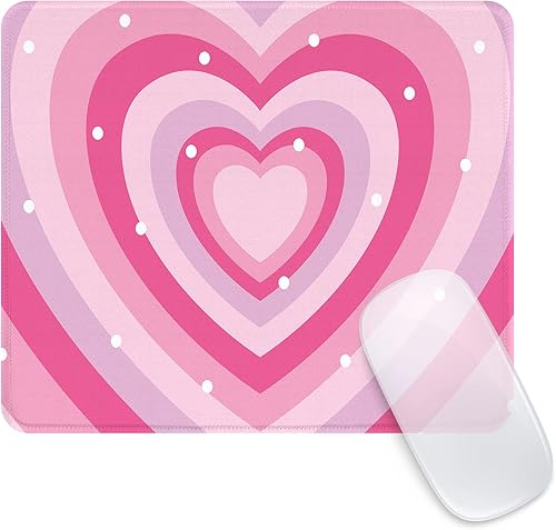 Seorsok Alfombrilla para mouse, alfombrilla de mouse de corazón rosa, alfombrilla para mouse, cuadrada, impermeable, base de goma antideslizante,