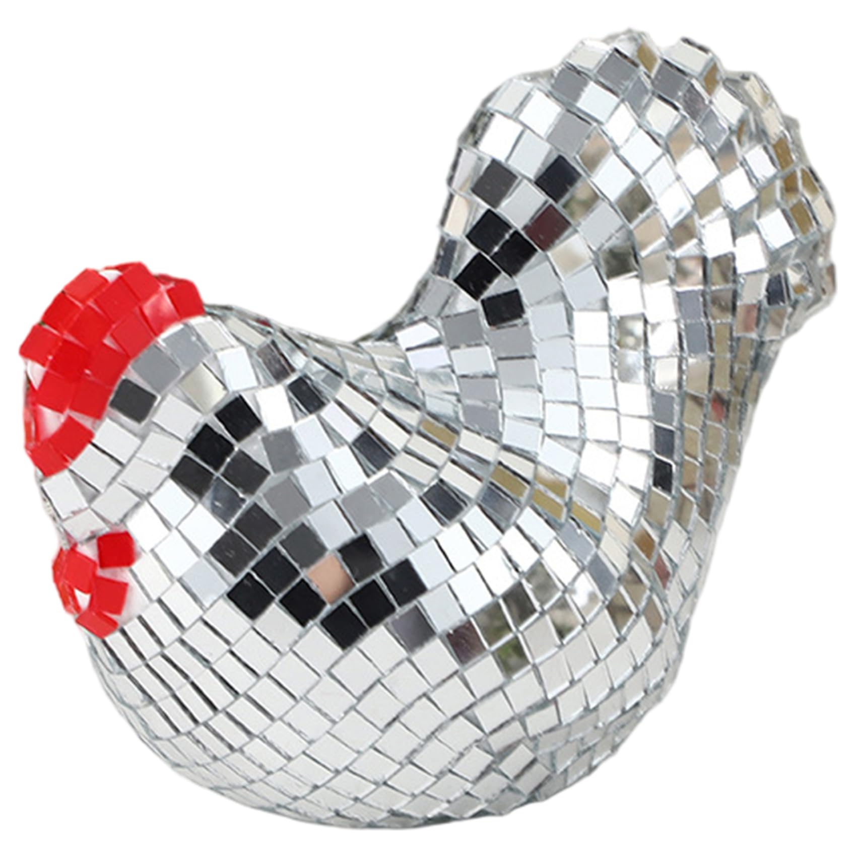 Gcroet 1PC Mirror Ball Acrylic Chicken Figurine 6.7x5.3in Cool Reflective Chicken Shape Disco Ball Decor for Home, Wedding, Party Decorations