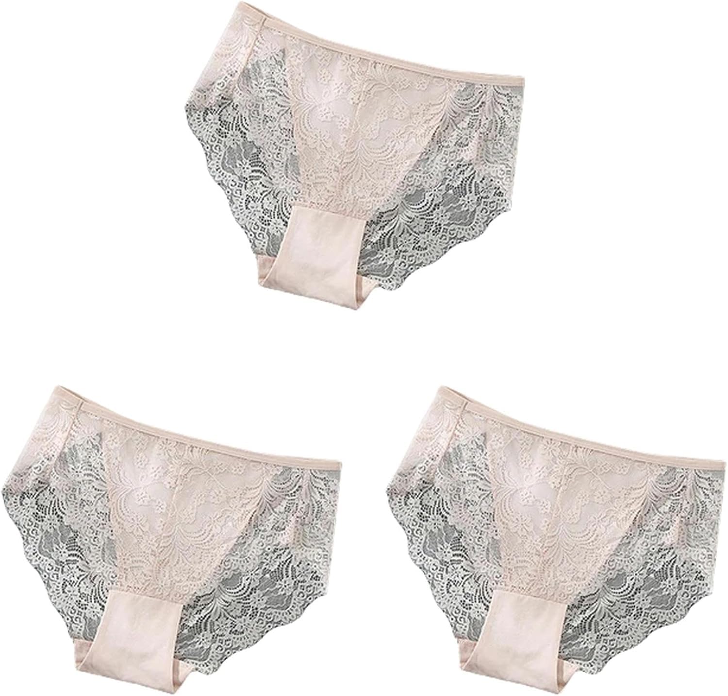 Bielizna Damska 3szt Plus Size Koronkowa Bielizna Majtki Wysoki Stan Bielizna Damska Kwiatowa Bielizna Miękkie Damskie Figi, S30-3fuse 3pcs, S 40-55kg