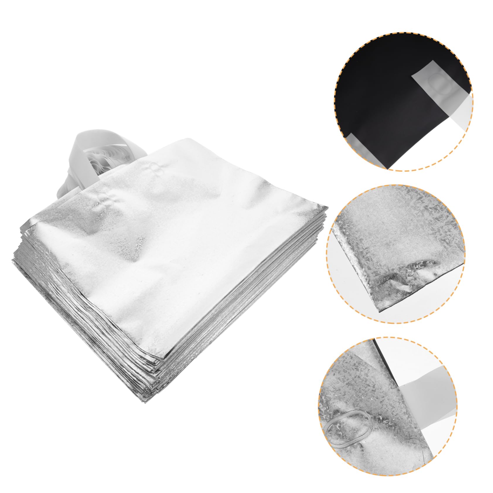 MOLUCKFU Hochzeitsgeschenketüten Mattierte Pe Geschenktüten mit Silbernem Glanzeffekt 50 Stück pro Packung mit Henkel Stabile Aufbewahrungsbeutel für Partygeschenke und Neujahrsfeiern