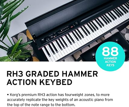 Korg LP-380U Digital Home Piano w/ 88-Key Keyboard & Stand - Black