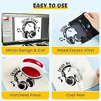 Vista 6 de HTVRONT - Rollos de vinilo HTV de transferencia de calor, de 30,5 cm x 6,1 metros para camisetas, vinilo para planchar para todas las máquinas