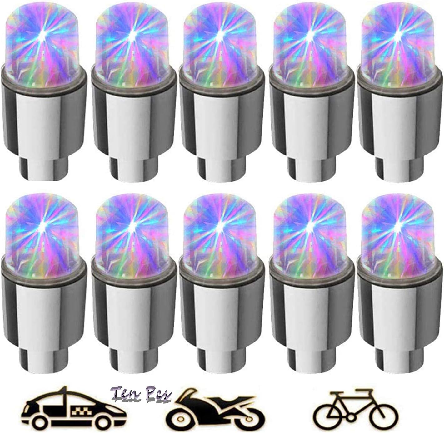 LED Bike Wheel Light - Car Bike Wheel Tire Valve Cap Led Flash Light Lamp Motion Activated,Led Flash Tyre Wheel Valve Cap Light for Car Bike Bicycle,10 Pack Product Name