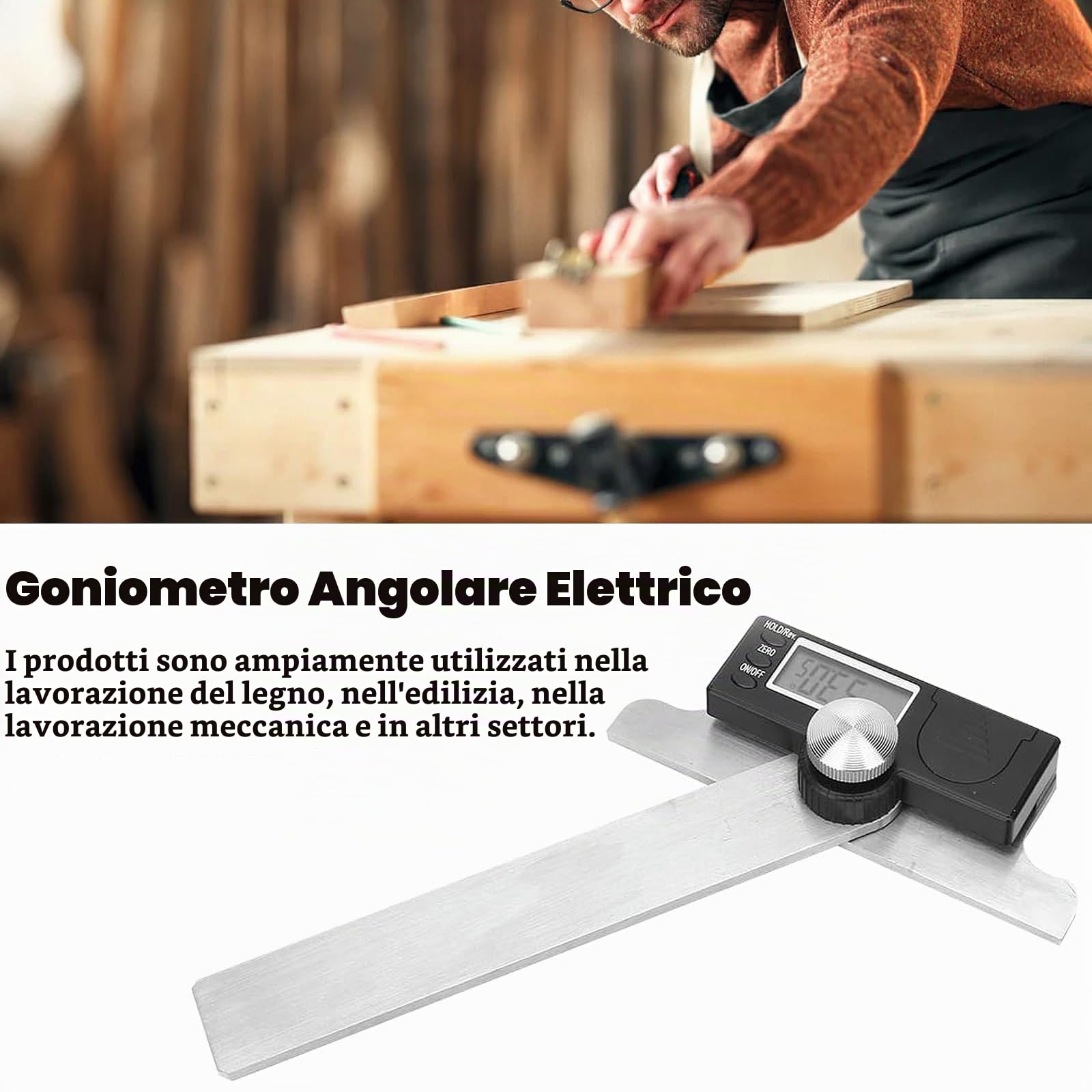 Goniometro In Acciaio Inossidabile, Mirino Angolare Elettronico Ad Alta Precisione 0-180 ° Righello Angolare Digitale Lcd 0,01 ° Rulare, per La Misurazione Della Costruzione Del Legno (120X150mm)