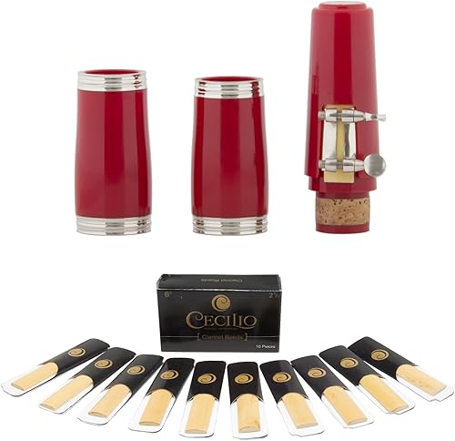 Miniatura 26 de Mendini ABS B Clarinete plano con 2 carriles, estuche, soporte, bolsillo, boquilla, 10 cañas y más, Verde