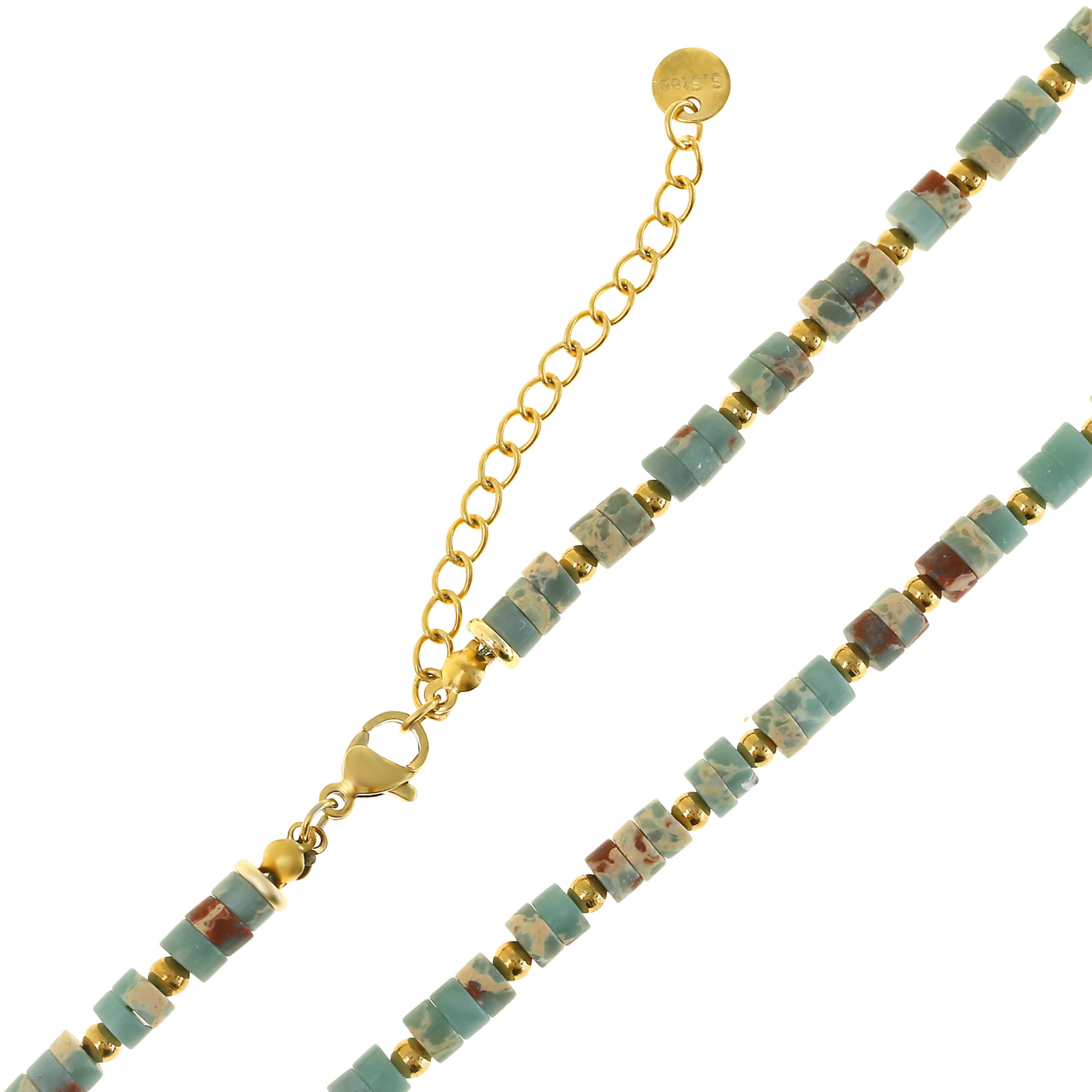 Made by Nami Perlenkette Damen Bunt aus Natursteinen 40 + 5 cm Halskette Damen Boho Schmuck Wasserfest & Hypoallergen Sommer Schmuck